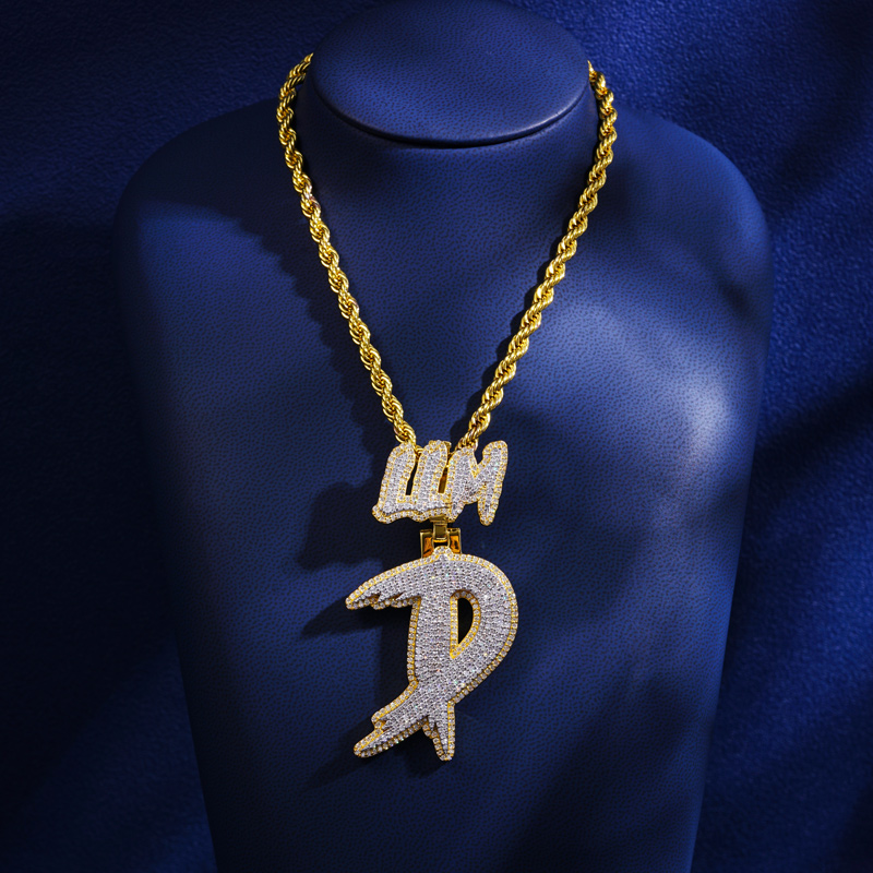 Iced Custom Name Buckle Letter Pendant Iced Custom Name Buckle Letter Pendant