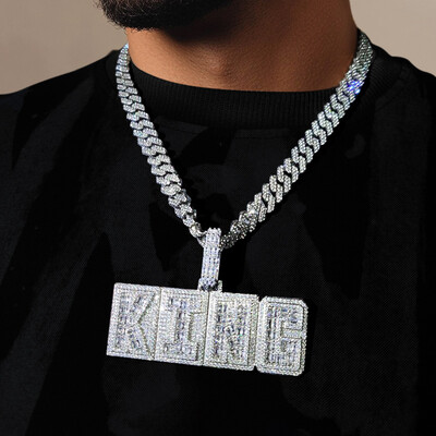 Iced Out Custom Name Baguette Two-Layer Pendant