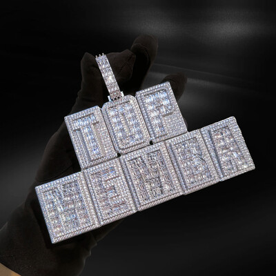 Iced Out Custom Name Baguette Two-Layer Pendant