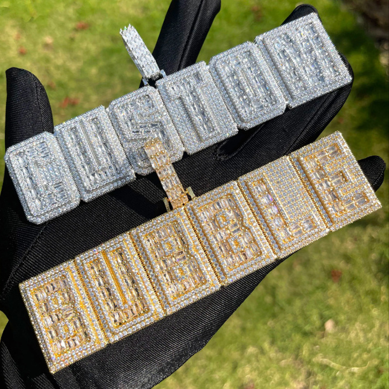 Iced Out Custom Name Baguette Two-Layer Pendant