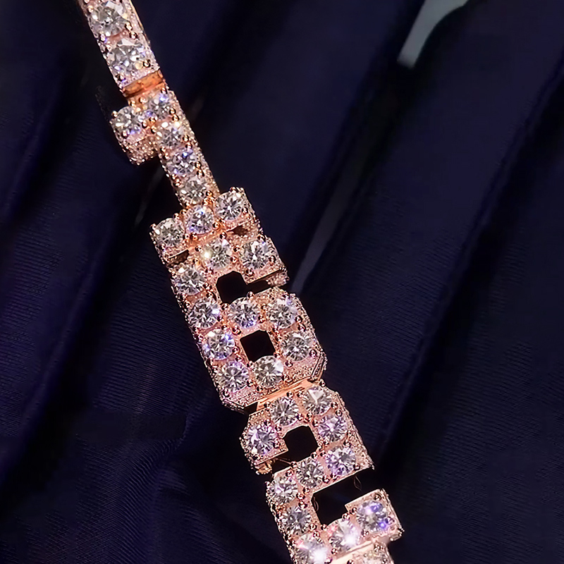 Iced Custom Name Double Layer Baguette Cut Vertical Pendant