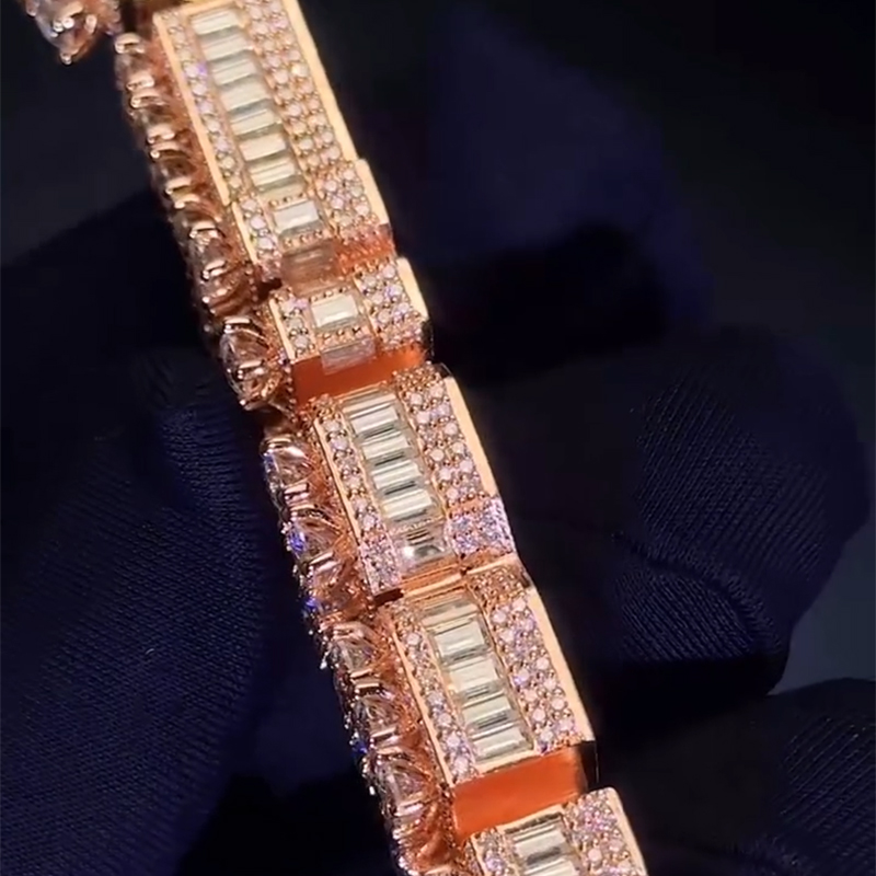 Iced Custom Name Double Layer Baguette Cut Vertical Pendant