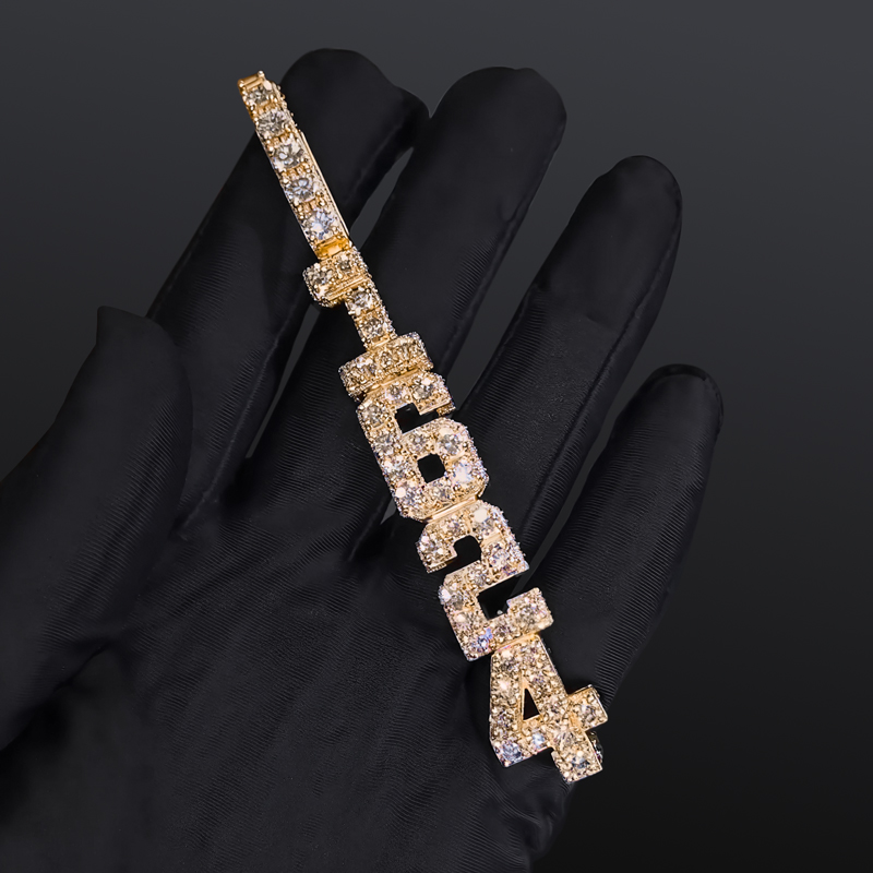 Iced Custom Name Double Layer Baguette Cut Vertical Pendant