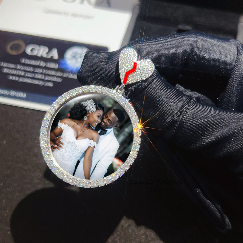Iced Out Broken Heart Custom Picture Solid Pendant