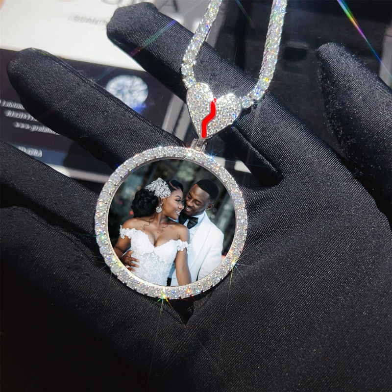Iced Out Broken Heart Custom Picture Solid Pendant