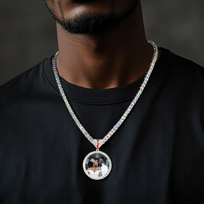Iced Out Broken Heart Custom Picture Solid Pendant Iced Out Broken Heart Custom Picture Solid Pendant