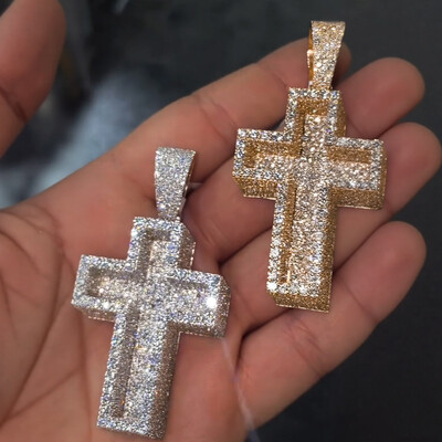 Iced Out Paved Mosaic Cross Pendant