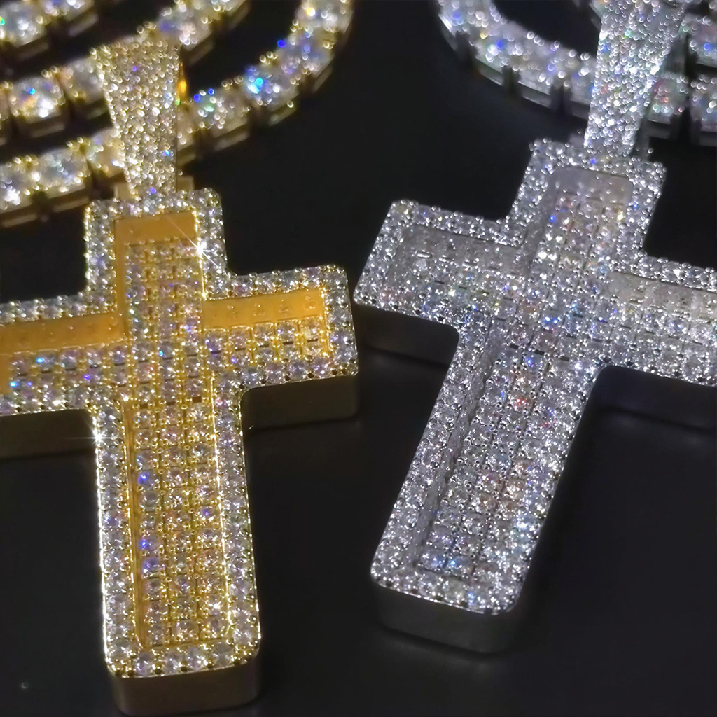 Iced Out Paved Mosaic Cross Pendant Iced Out Paved Mosaic Cross Pendant