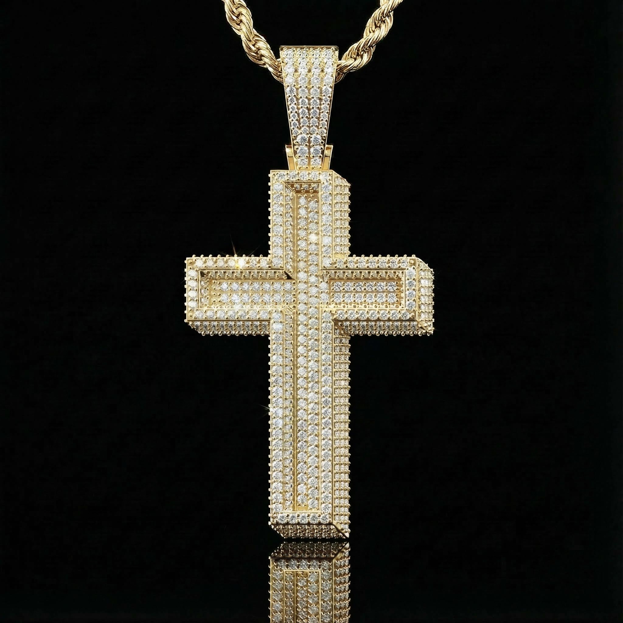 Iced Out Paved Mosaic Cross Pendant