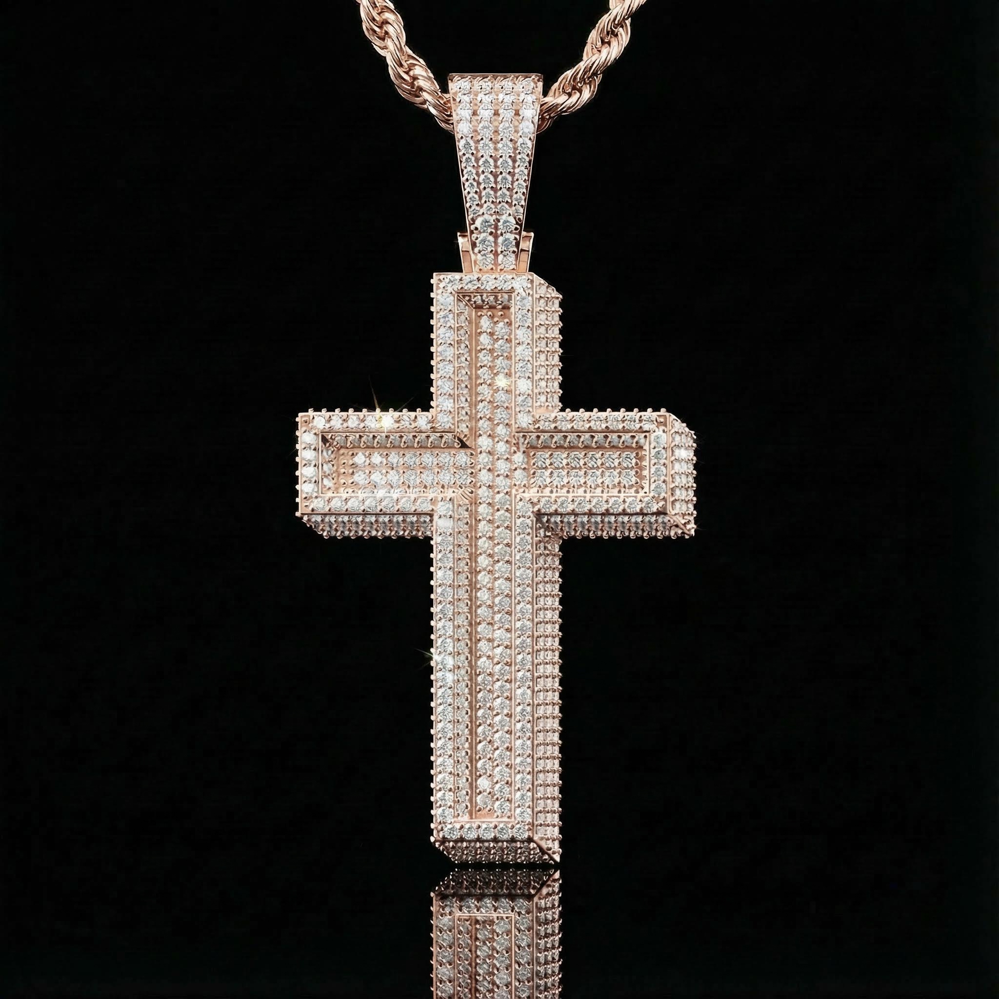 Iced Out Paved Mosaic Cross Pendant