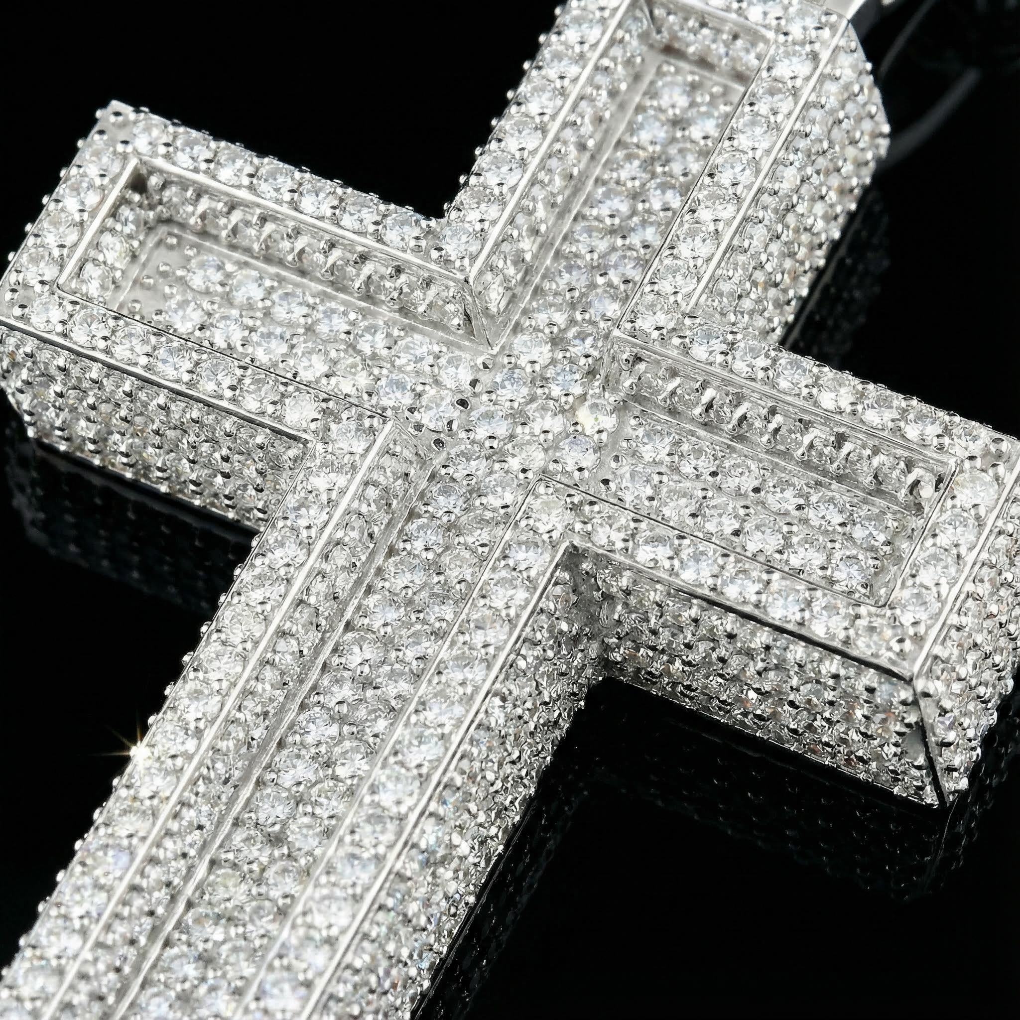 Iced Out Paved Mosaic Cross Pendant