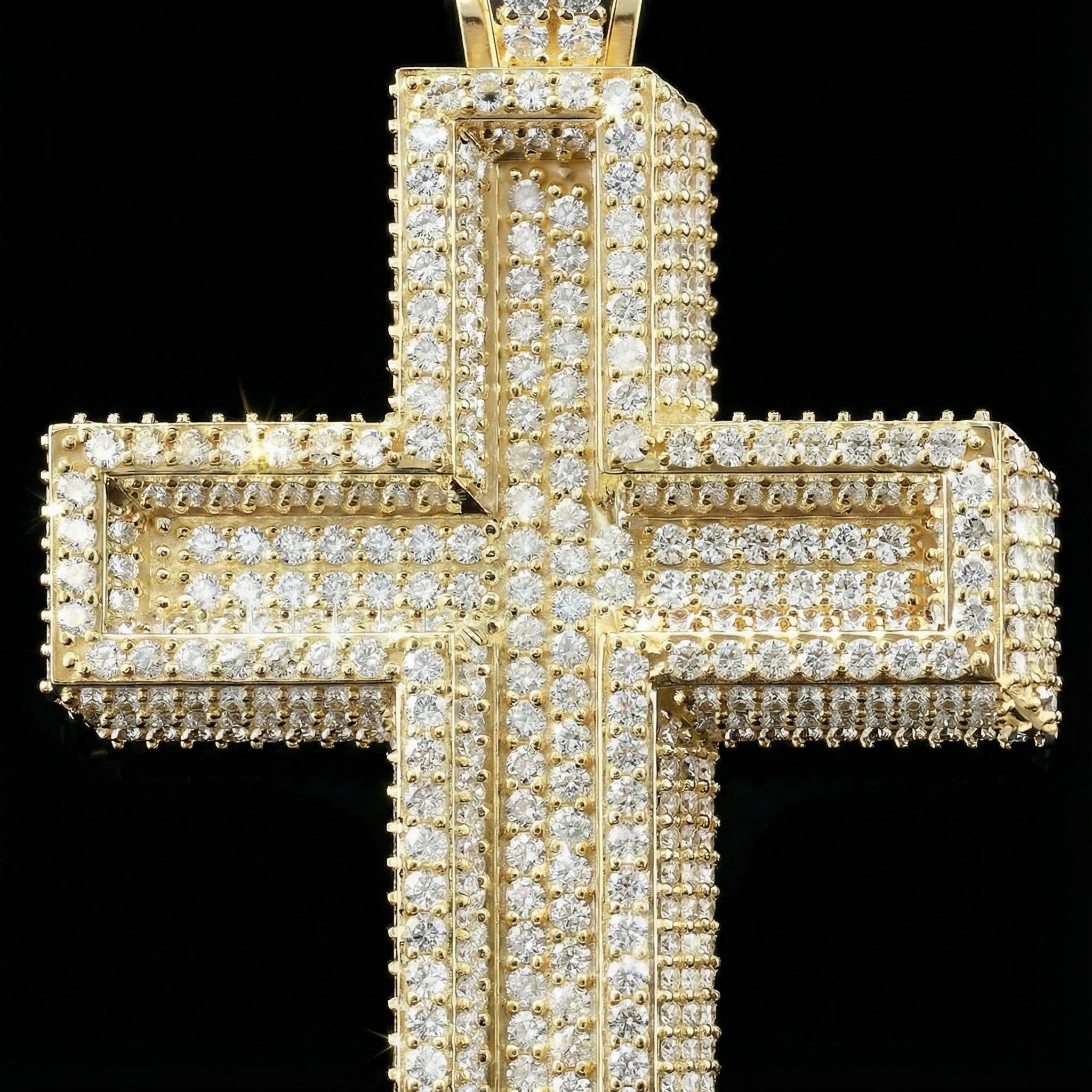 Iced Out Paved Mosaic Cross Pendant