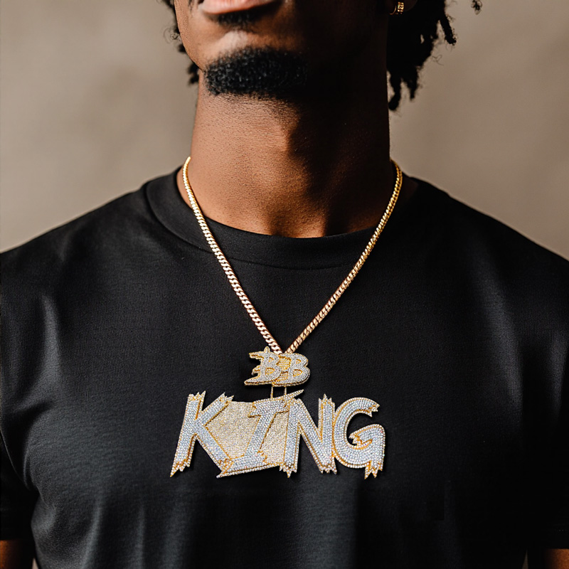 Iced Out Custom Cursive Two-layer Letter Name Pendant Iced Out Custom Cursive Two-layer Letter Name Pendant