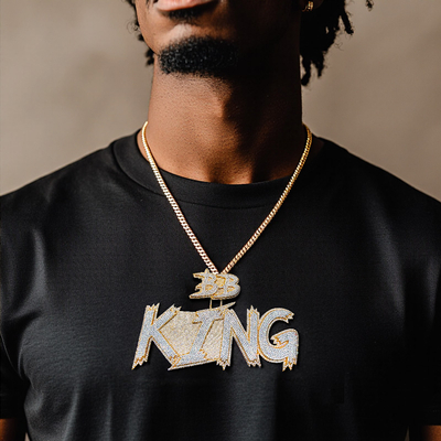 Iced Out Custom Cursive Two-layer Letter Name Pendant