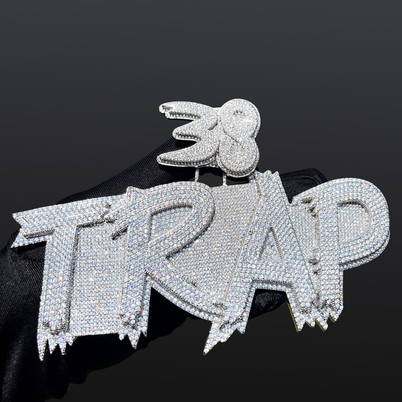 Iced Out Custom Cursive Two-layer Letter Name Pendant Iced Out Custom Cursive Two-layer Letter Name Pendant