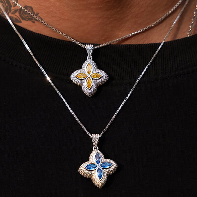 Iced Out Marquise Four Leaf Clover Pendant