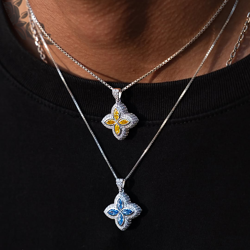 Iced Out Marquise Four Leaf Clover Pendant