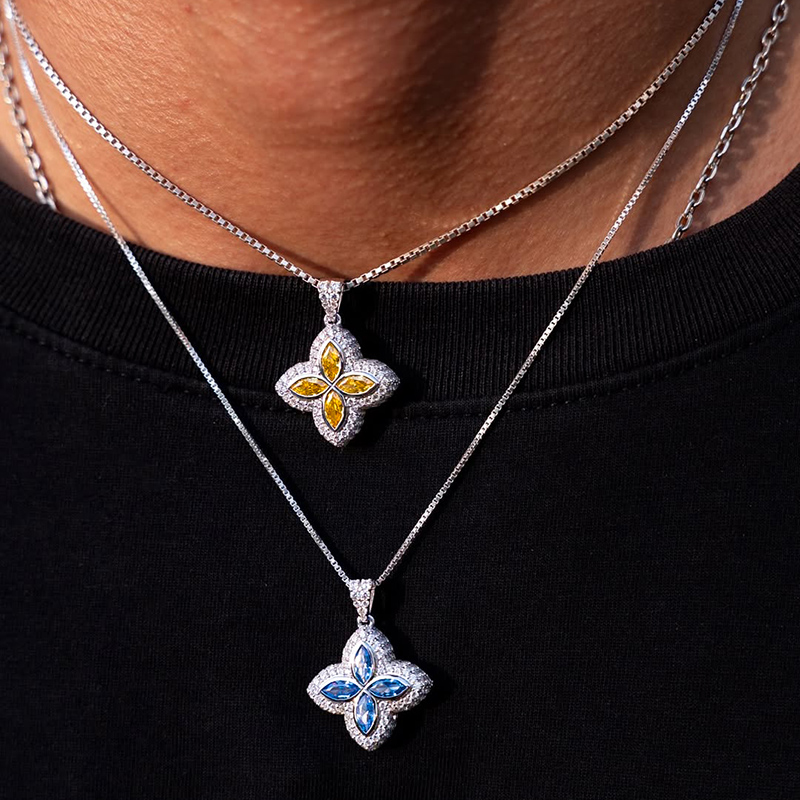 Iced Out Marquise Four Leaf Clover Pendant