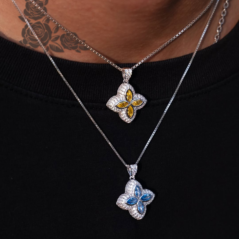 Iced Out Marquise Four Leaf Clover Pendant