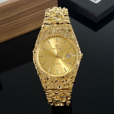 Gold Nugget Date Quartz Watch