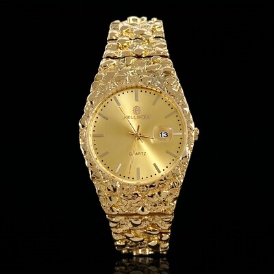 Gold Nugget Date Quartz Watch