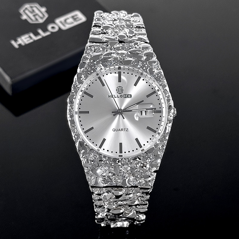 Nugget Date Quartz Watch in Silver