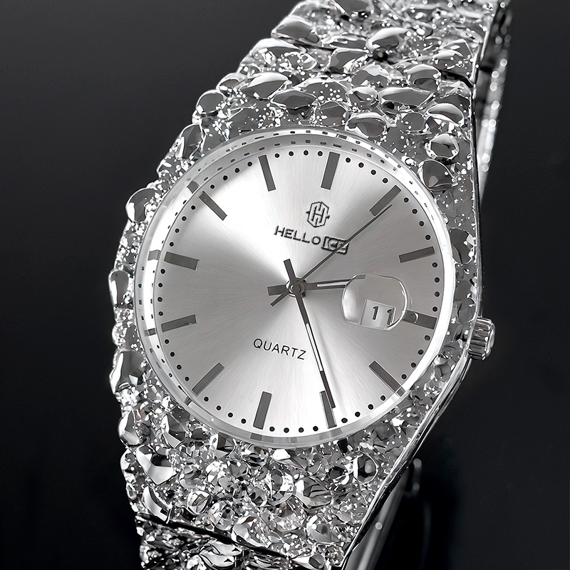 Nugget Date Quartz Watch in Silver