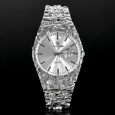 Nugget Date Quartz Watch in Silver