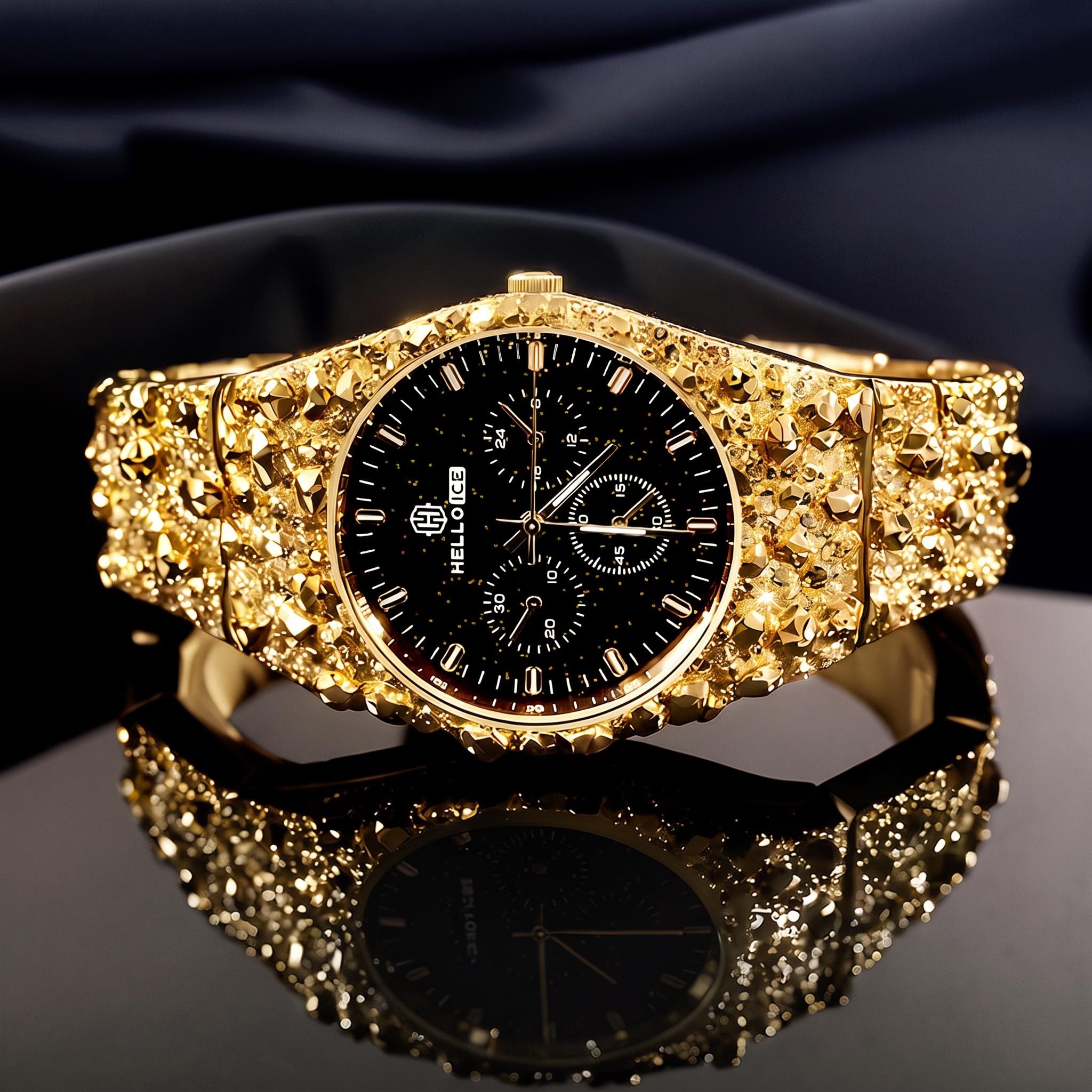 Starlight Dial Gold Nugget Date Quartz Watch Starlight Dial Gold Nugget Date Quartz Watch
