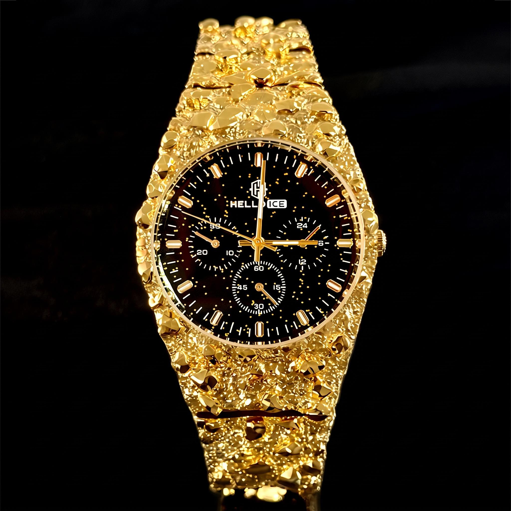 Starlight Dial Gold Nugget Date Quartz Watch Starlight Dial Gold Nugget Date Quartz Watch