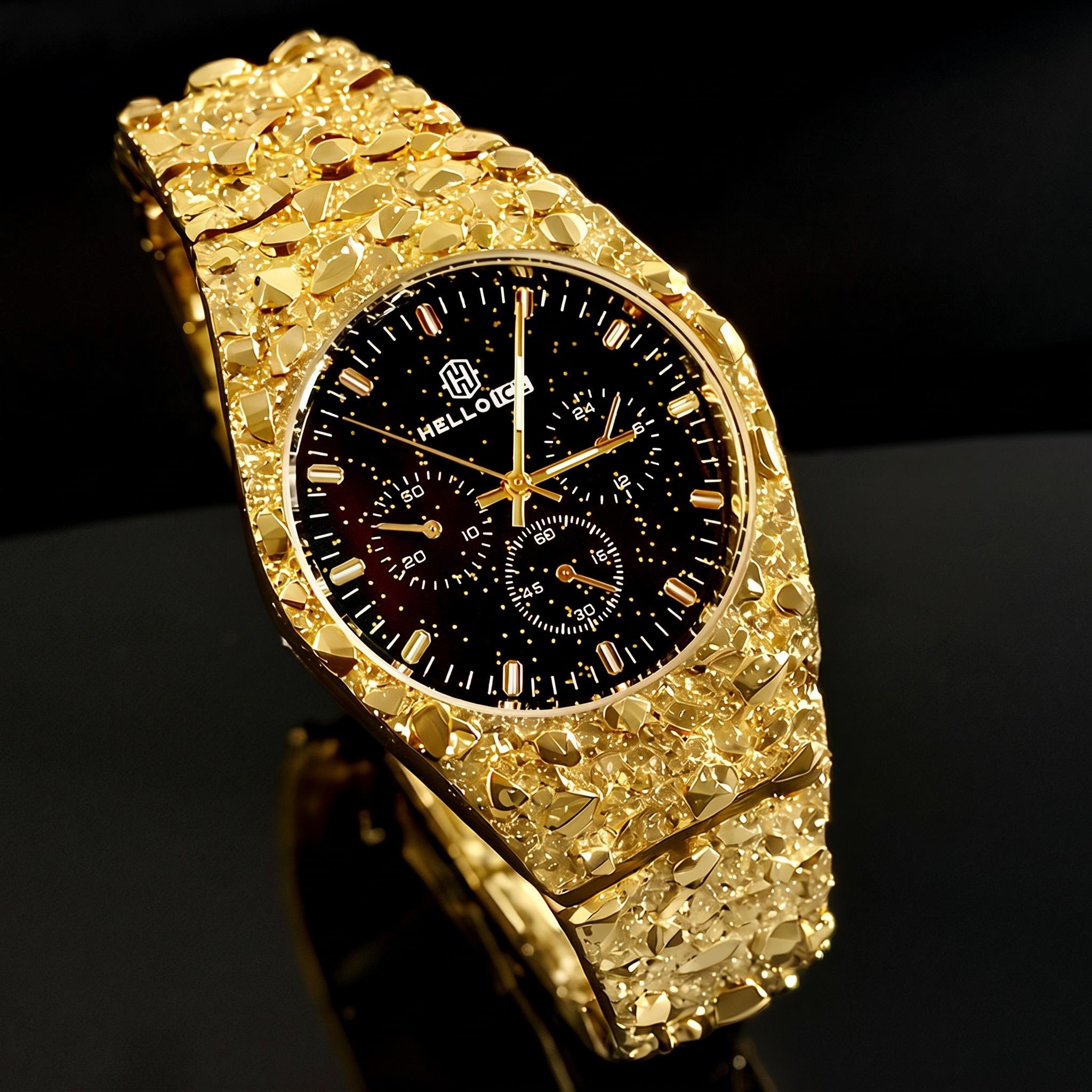 Starlight Dial Gold Nugget Date Quartz Watch Starlight Dial Gold Nugget Date Quartz Watch