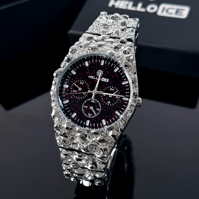 Starlight Dial  Nugget Date Quartz Watch in Silver