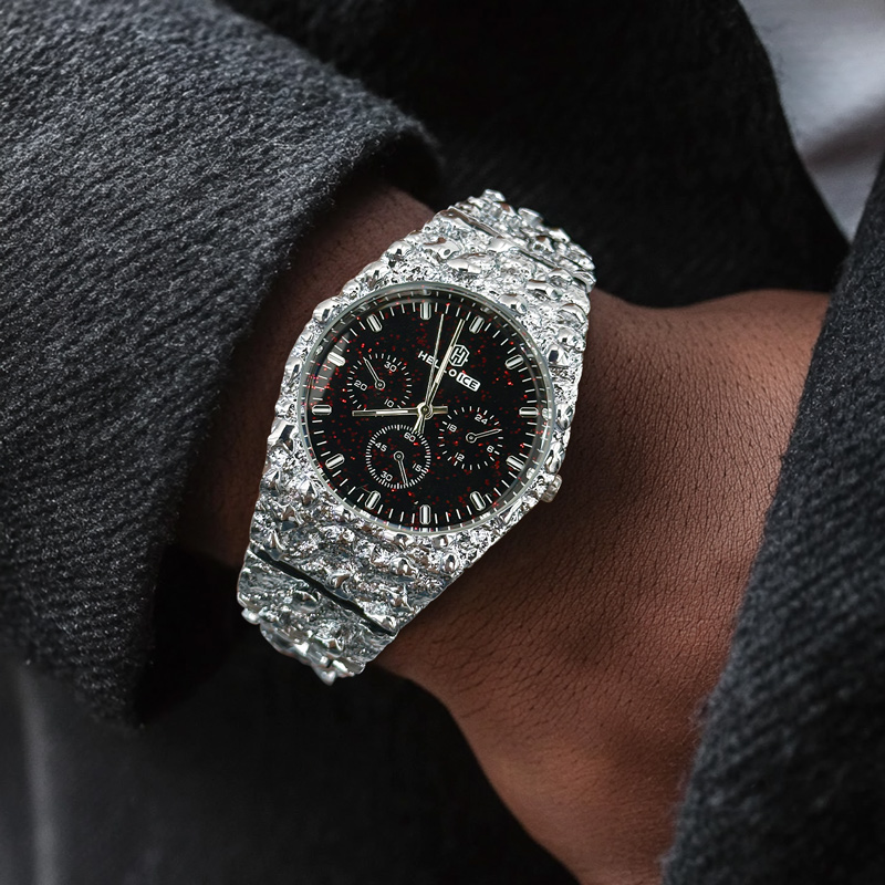 Starlight Dial  Nugget Date Quartz Watch in Silver