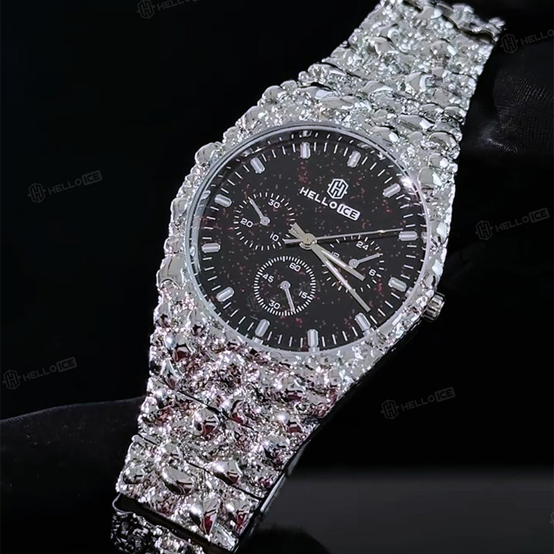Starlight Dial  Nugget Date Quartz Watch in Silver