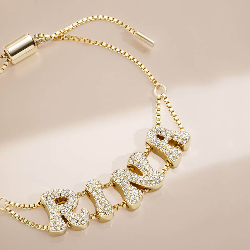 Customized Name Bracelet with Sparkling Stones Customized Name Bracelet with Sparkling Stones