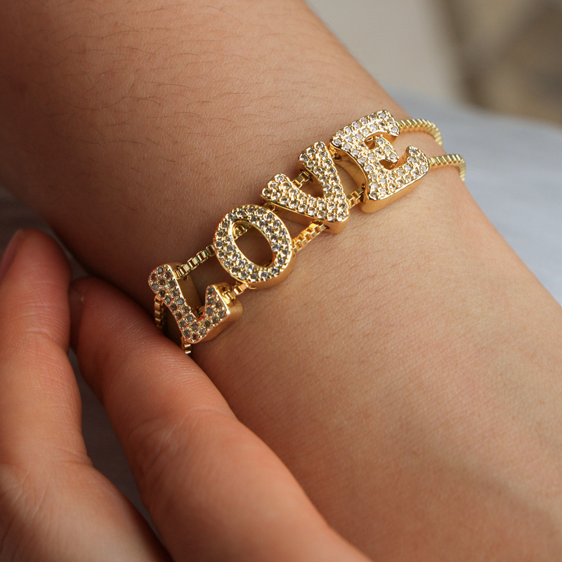 Customized Name Bracelet with Sparkling Stones Customized Name Bracelet with Sparkling Stones