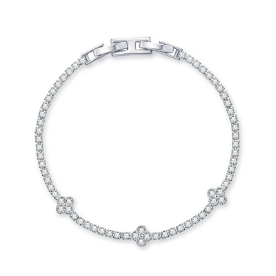 Diamond Tennis Bracelet with Four Leaf Clover