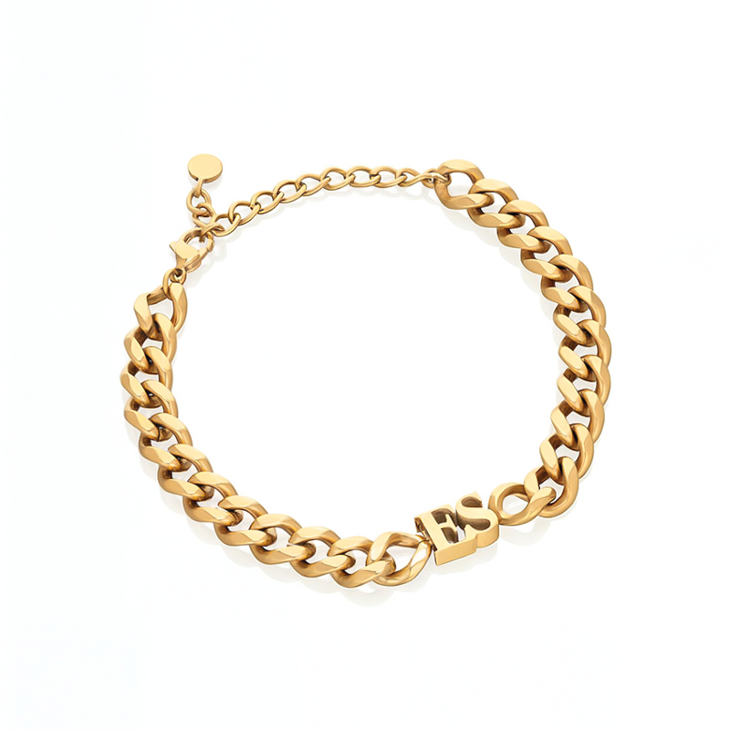 Personalized Initial Charm Cubic Chain Bracelet Personalized Initial Charm Cubic Chain Bracelet