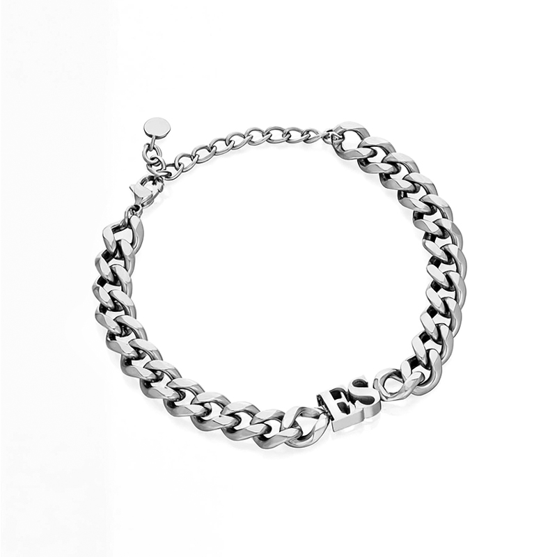 Personalized Initial Charm Cubic Chain Bracelet Personalized Initial Charm Cubic Chain Bracelet