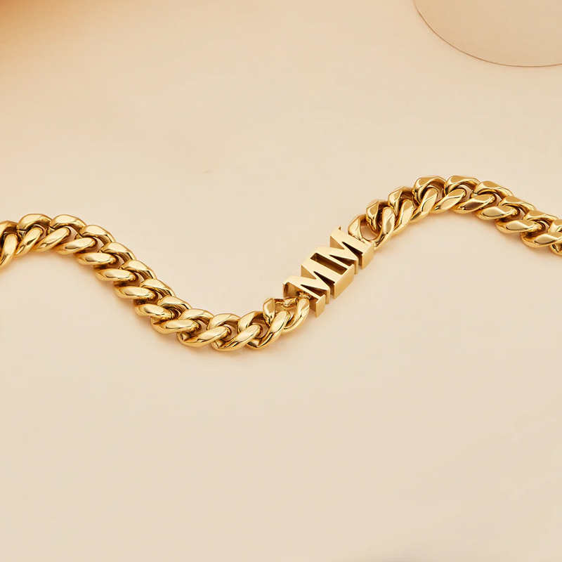 Personalized Initial Charm Cubic Chain Bracelet Personalized Initial Charm Cubic Chain Bracelet