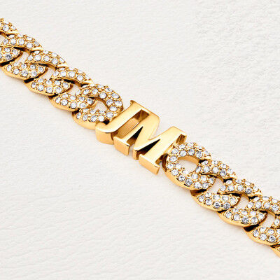 Personalized Initials Charm Cubic Chain Bracelet with Diamond