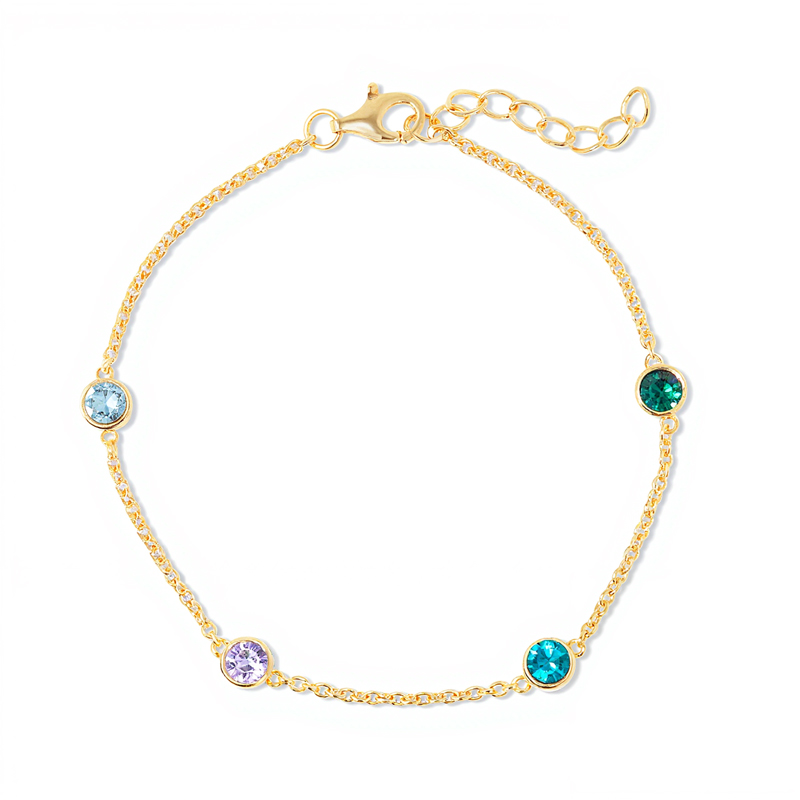 Customizable Birthstone Gold Chain Bracelet Customizable Birthstone Gold Chain Bracelet