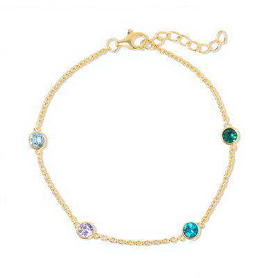 Customizable Birthstone Gold Chain Bracelet