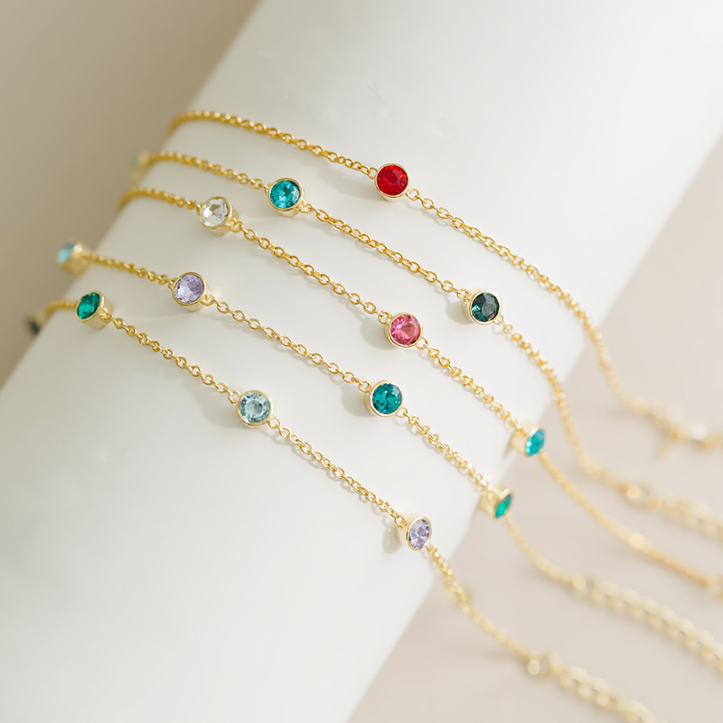 Customizable Birthstone Gold Chain Bracelet Customizable Birthstone Gold Chain Bracelet