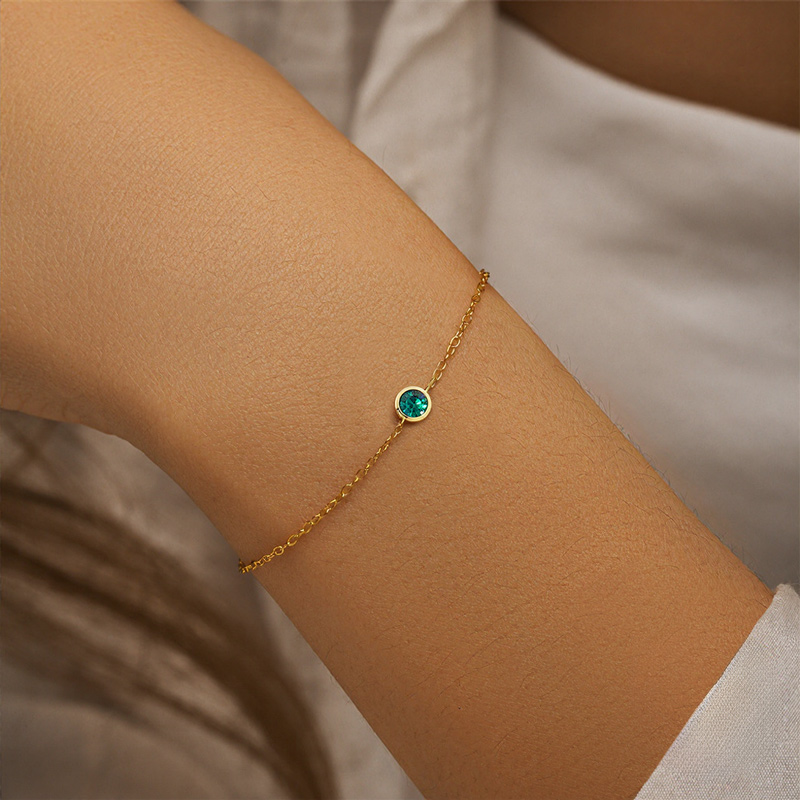 Customizable Birthstone Gold Chain Bracelet Customizable Birthstone Gold Chain Bracelet