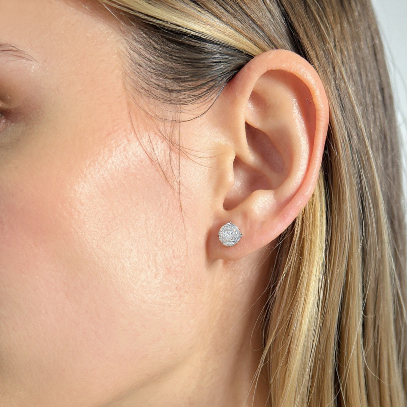 S925 Silver Octagonal Rose Cut Earrings