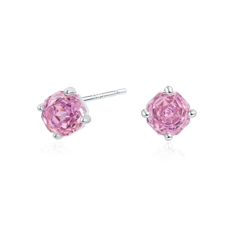 S925 Silver Octagonal Rose Cut Earrings