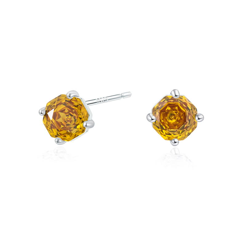 S925 Silver Octagonal Rose Cut Earrings