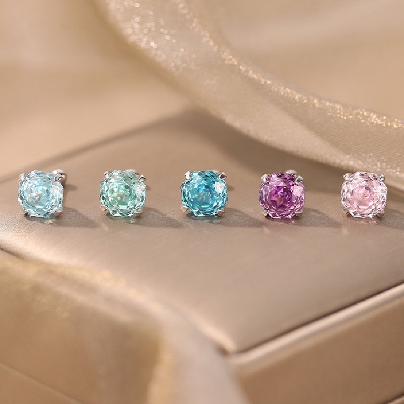 S925 Silver Octagonal Rose Cut Earrings