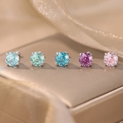 S925 Silver Octagonal Rose Cut Earrings